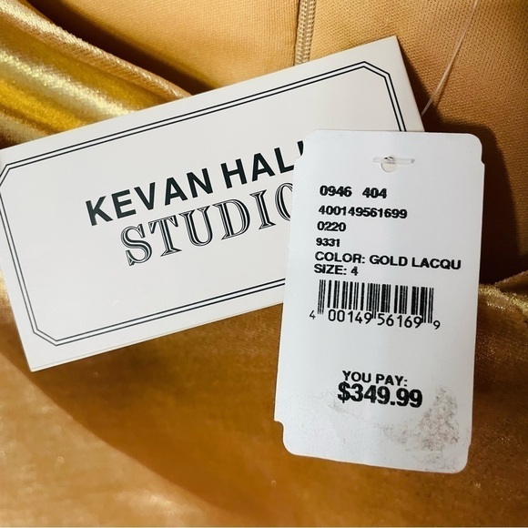 Metallic Gold Shimmer Holiday Draped Velour Ruched Fitted Asymmetrical Dress - Picture 6 of 12